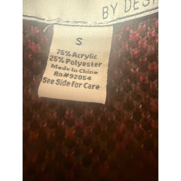 BY DESIGN Black Red Rose Floral Knit Long Cardigan Sweater Womens Small - Picture 6 of 8